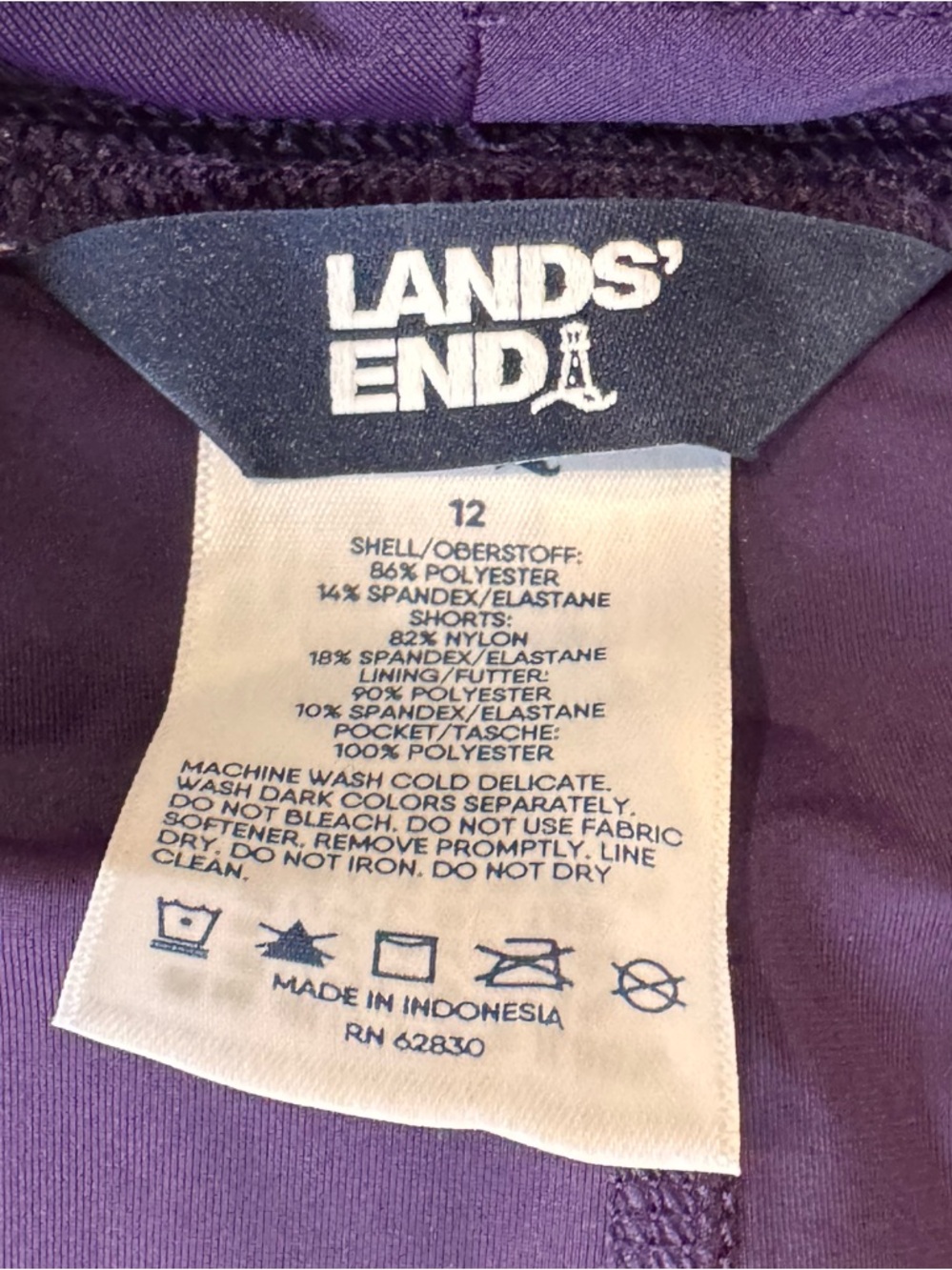 Lands' End Women's Quick Dry Swim Skort- Size 12 - BlackBerry Medallion - Picture 3 of 9